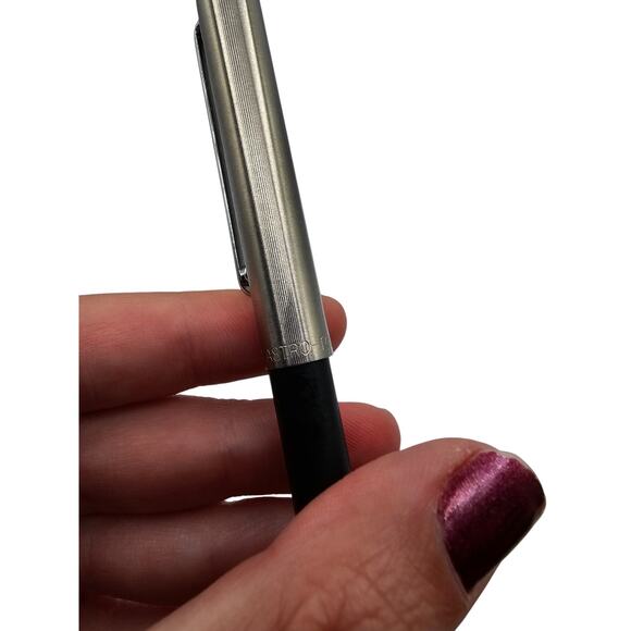Vintage Astro-Touch Eversharp Stainless Steel & Black Push Pen - Picture 4 of 8